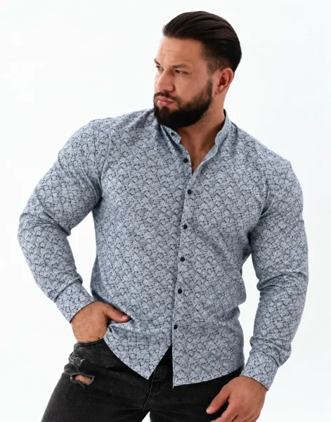 Рубашка длинные рукава мужская Slim Fit — фото 6