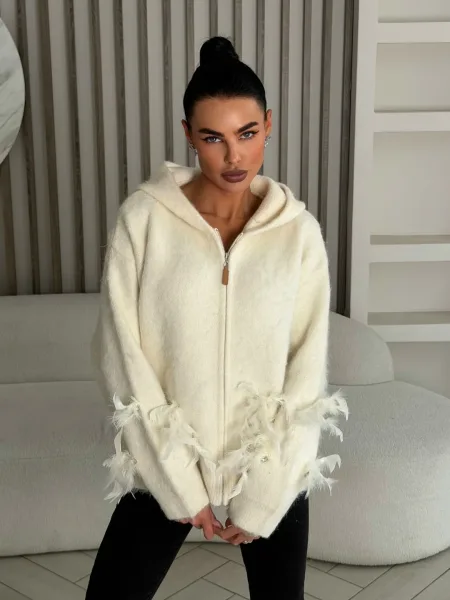 Уютный вязаный кардиган оверсайз из смеси шерсти и ангоры — фото 3