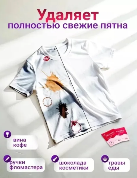 Салфетки от пятен на одежде влажные пятновыводящие 20 штук — фото 4
