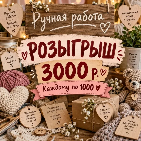 Счастливчиков будет 3 человека, каждому по 1000