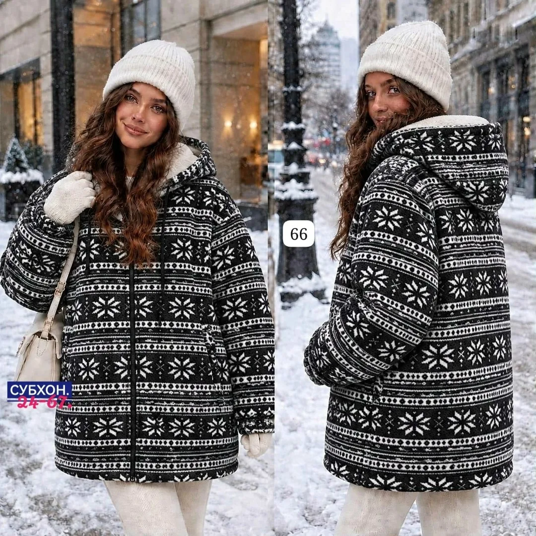 Женская худи из двухстороннего флиса с меховым подкладом — фото 1