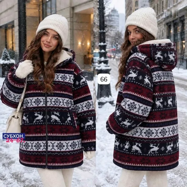 Женская худи из двухстороннего флиса с меховым подкладом — фото 3