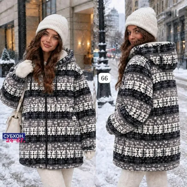 Женская худи из двухстороннего флиса с меховым подкладом — фото 4