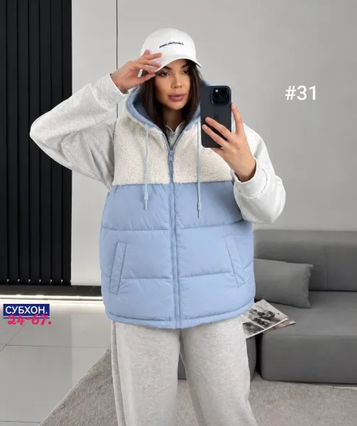 Тёплый и лёгкий жилет из ткани барашка с наполнителем синтепон — фото 5