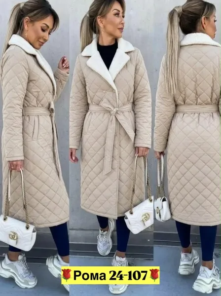 Длинная женская куртка с наполнителем холофайбер — стильный — фото 1