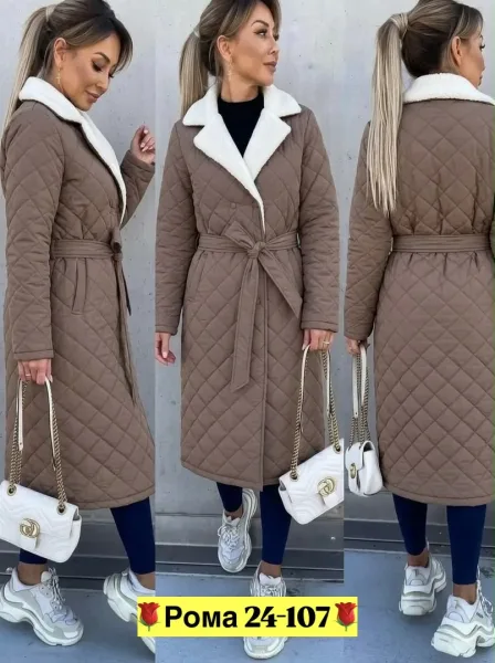 Длинная женская куртка с наполнителем холофайбер — стильный — фото 3