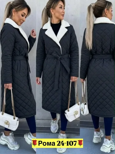 Длинная женская куртка с наполнителем холофайбер — стильный — фото 4