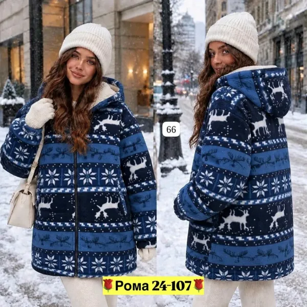 Женская худи из двухстороннего флиса с меховым подкладом — фото 1