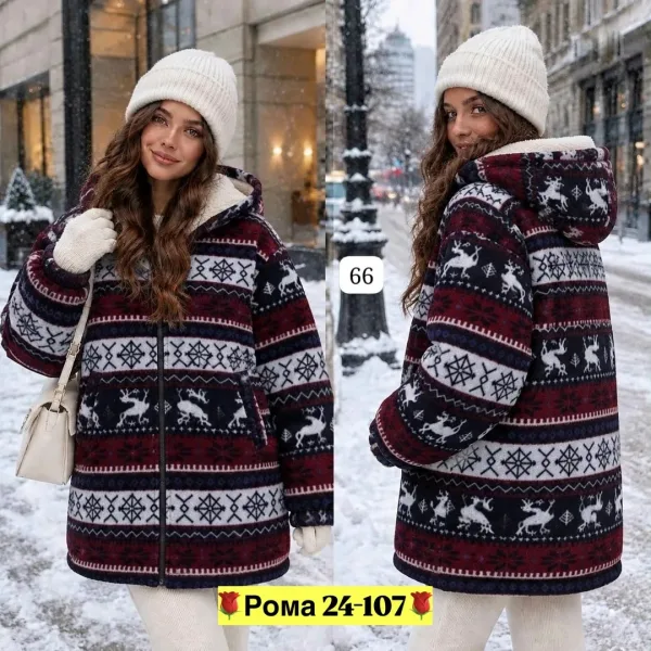Женская худи из двухстороннего флиса с меховым подкладом — фото 5