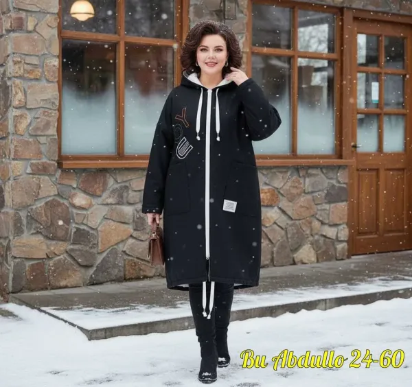 Тёплый кардиган из джинсовой ткани с меховым декором — фото 3