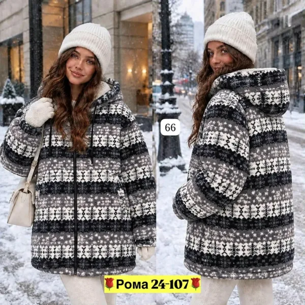 Женская худи из двухстороннего флиса с меховым подкладом — фото 4