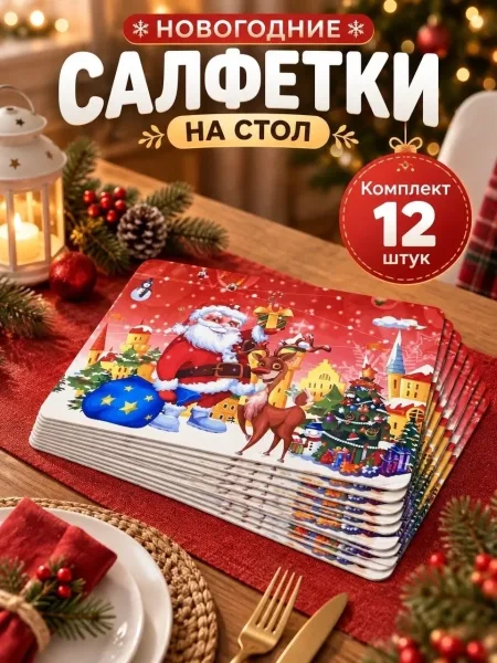 Новогодние сервировочные салфетки на стол — фото 2