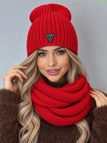 Тёплый комплект из шапки и хомута из смесовой ткани — фото 5