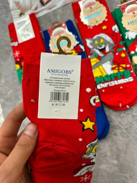 Женские новогодние носки из натурального хлопка — фото 2