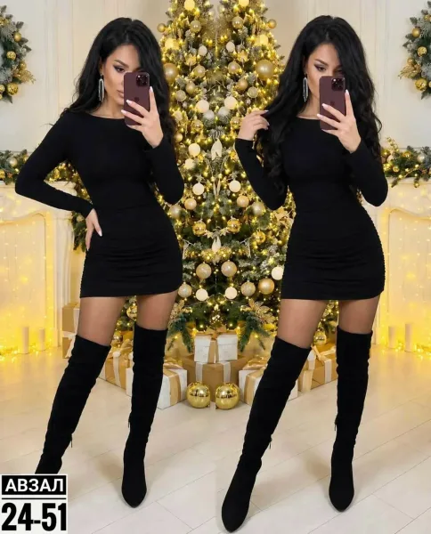 Платье из ткани лапша комфортное, стильное и отлично подходит для праздника, вечеринки или встречи Нового года — фото 1