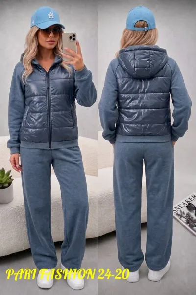 Комплект из толстовки с капюшоном и карманами и прямых брюк — фото 1