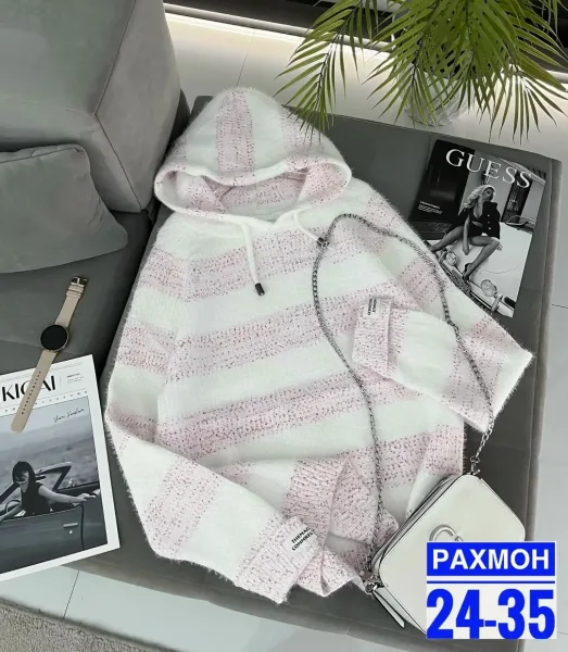 Свитер с капюшоном из смесовой ткани хлопок и полиэстер — фото 6