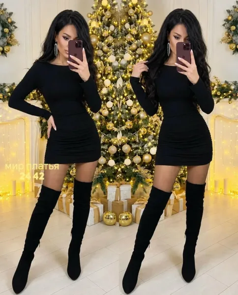 Платье из ткани лапша комфортное, стильное и отлично подходит для праздника, вечеринки или встречи Нового года — фото 2