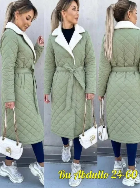 Длинная женская куртка с наполнителем холофайбер — стильный — фото 1