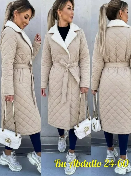 Длинная женская куртка с наполнителем холофайбер — стильный — фото 4