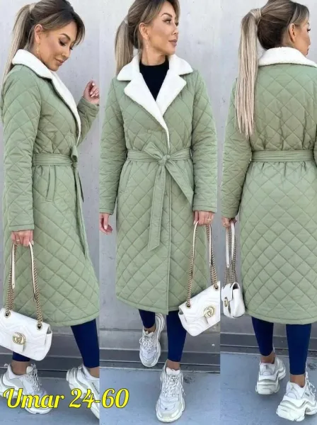 Длинная женская куртка с наполнителем холофайбер — стильный — фото 2