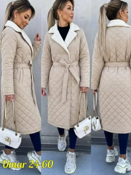 Длинная женская куртка с наполнителем холофайбер — стильный — фото 5