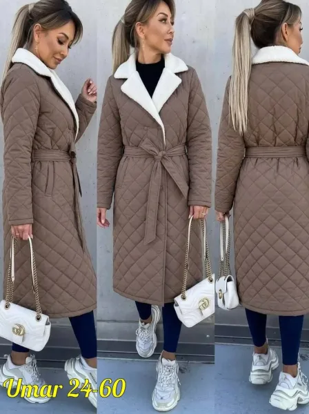 Длинная женская куртка с наполнителем холофайбер — стильный — фото 3