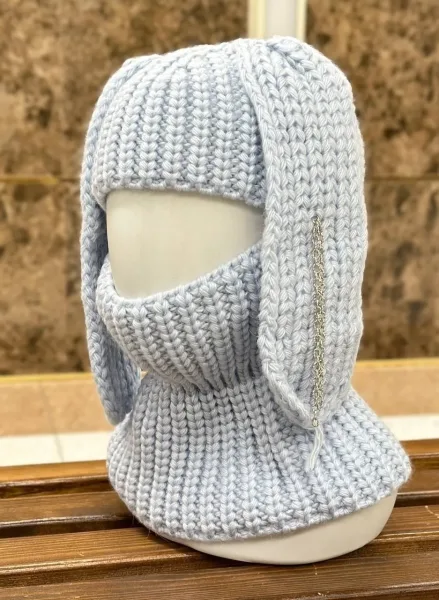 Женская ушанка в виде зайчика из смесовой ткани — фото 12