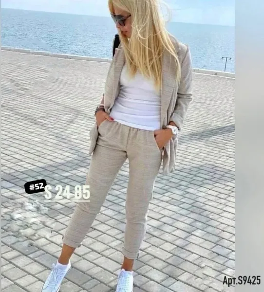 Женский костюм двойка из ткани Санта Лён — фото 4