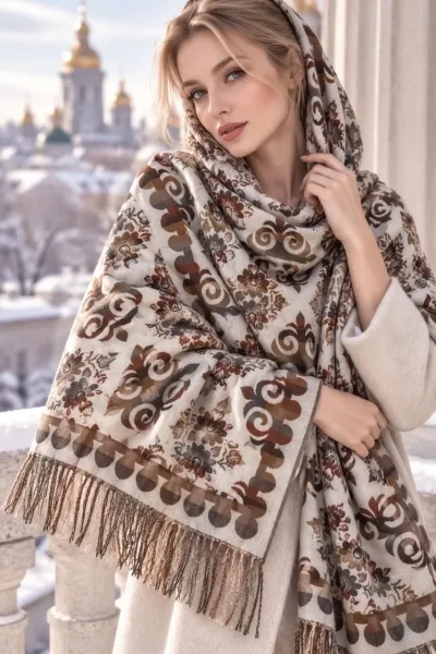 Шарф палантин зимний осенний из 100 кашемира — фото 5