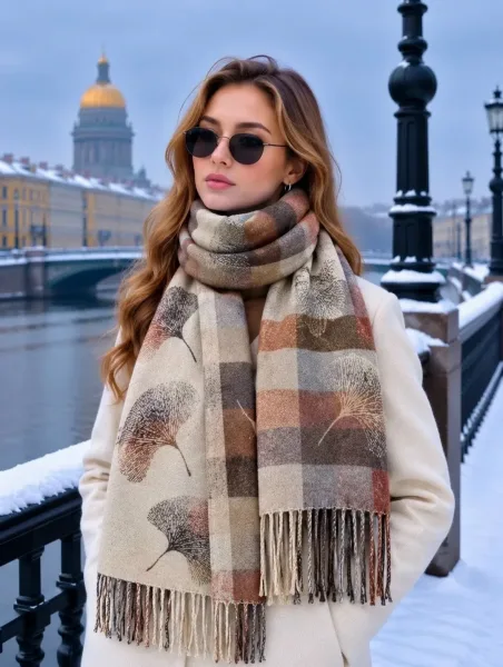 Шарф палантин зимний осенний из 100 кашемира — фото 5