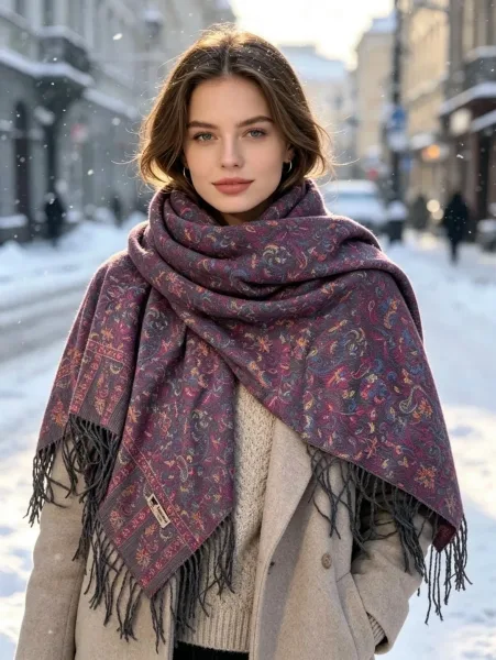 Шарф платков зимний осенний из 100 кашемира — фото 6