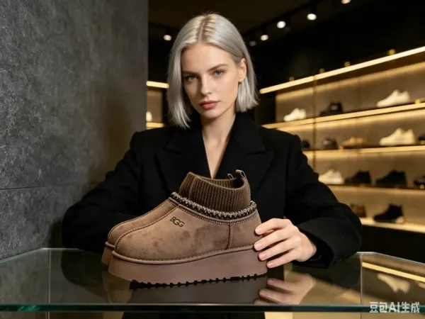 Зимние ботинки UGG на платформе из premium-материала — фото 1