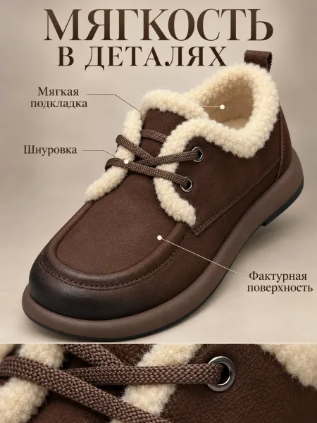 Женские полуботинки на зиму с натуральным мехом — фото 3