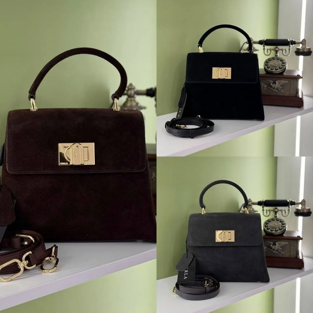 FURLA сумка из замши натуральной и кожи натуральной — фото 1