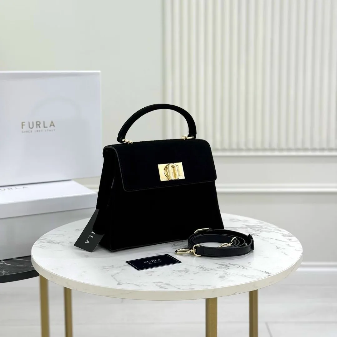 FURLA сумка из замши натуральной и кожи натуральной — фото 6