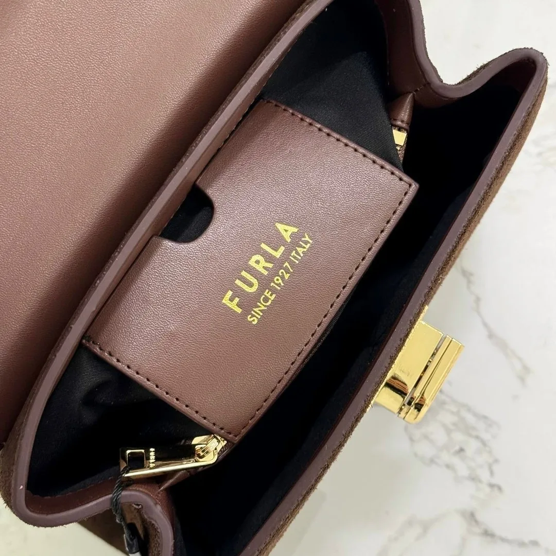 FURLA сумка из замши натуральной и кожи натуральной — фото 9