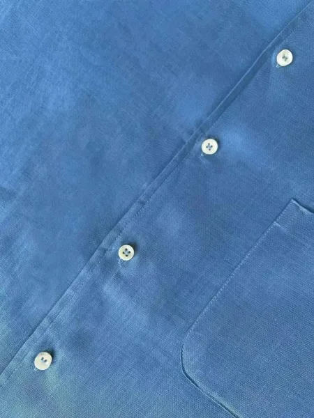 Loro Piana голубая рубашка из натурального льна — фото 10