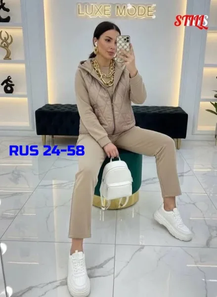 Тёплый женский костюм двойка из флиса с утеплителем синтепон — фото 4