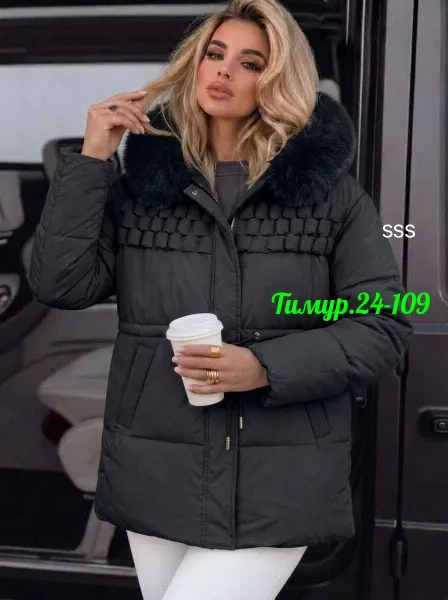 Теплая зимняя куртка с капюшоном, наполнитель — Холофайбер — фото 3