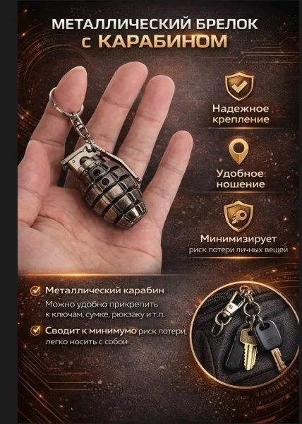Светящийся брелок-граната с лазером и фонариком — фото 4