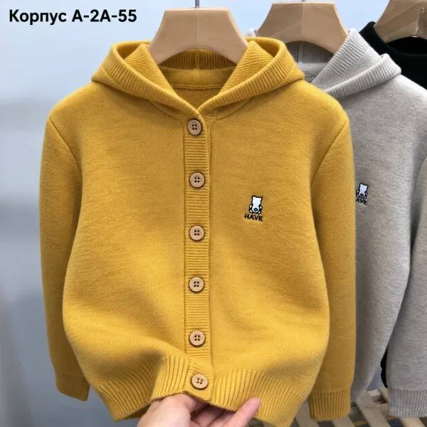 Трикотажный кардиган с капюшоном, подходит для повседневного ношения — фото 1