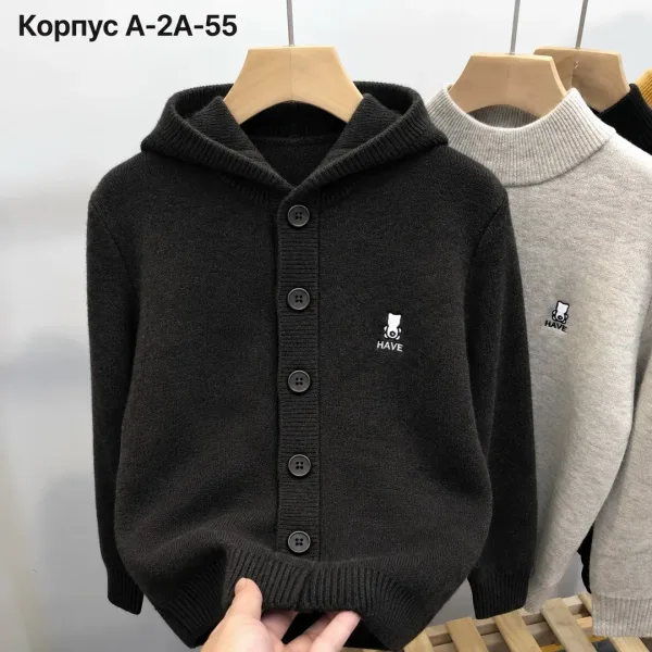 Трикотажный кардиган с капюшоном, подходит для повседневного ношения — фото 4