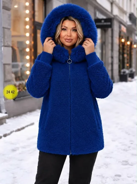 Кардиган с капюшоном и мехом отличной качество, альпака — фото 6