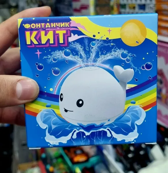 Пластиковая игрушка в виде кита с фонтаном, подходит для купания — фото 1