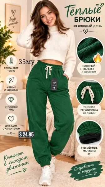 Брюки из тёплого вельвета — фото 7