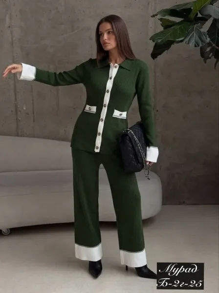 Свитер с пуговицами + штаны вязаные — фото 4