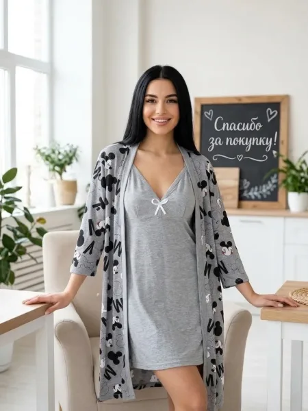 Халат из натурального хлопка — фото 8
