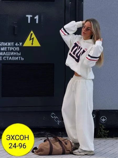 ДВОЙКА OVERSIZE Модный и удобный костюм на каждый день Ткань тёплый, мягкий флис — фото 2