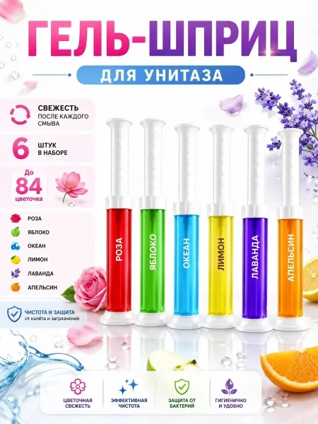 Гель для унитаза в шприце HomeEra Очиститель и освежитель чистота и приятный аромат в вашем туалете — фото 3